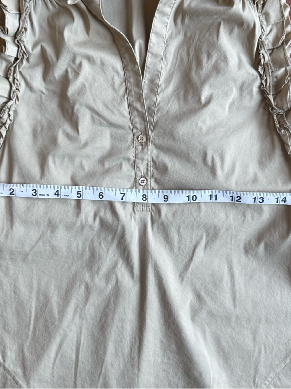 BCBGMAXAZRIA Ruffle Sleeve Mini Dress Neutral Beige - Picture 6 of 7
